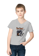 Boys You Rock Grey Colour Tshirt featuring 'You Rock!' and a guitar graphic, perfect for music lovers.